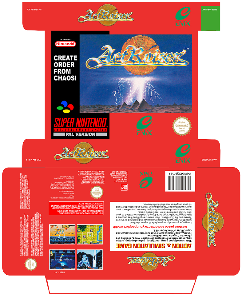 ACTRAISER PAL UKV CAJA BOX PLANTILLA RETRO