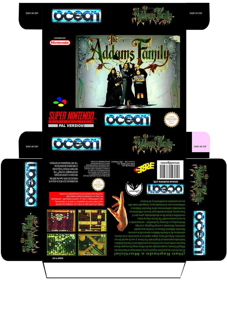 ADDAMS FAMILY PAL ESP CAJA BOX PLANTILLA SNES RETRO