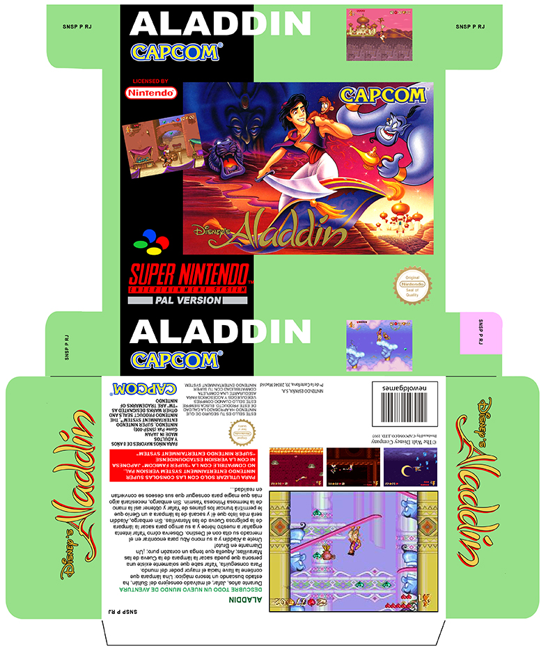ALADDIN PAL ESP CAJA BOX PLANTILLA SNES RETRO