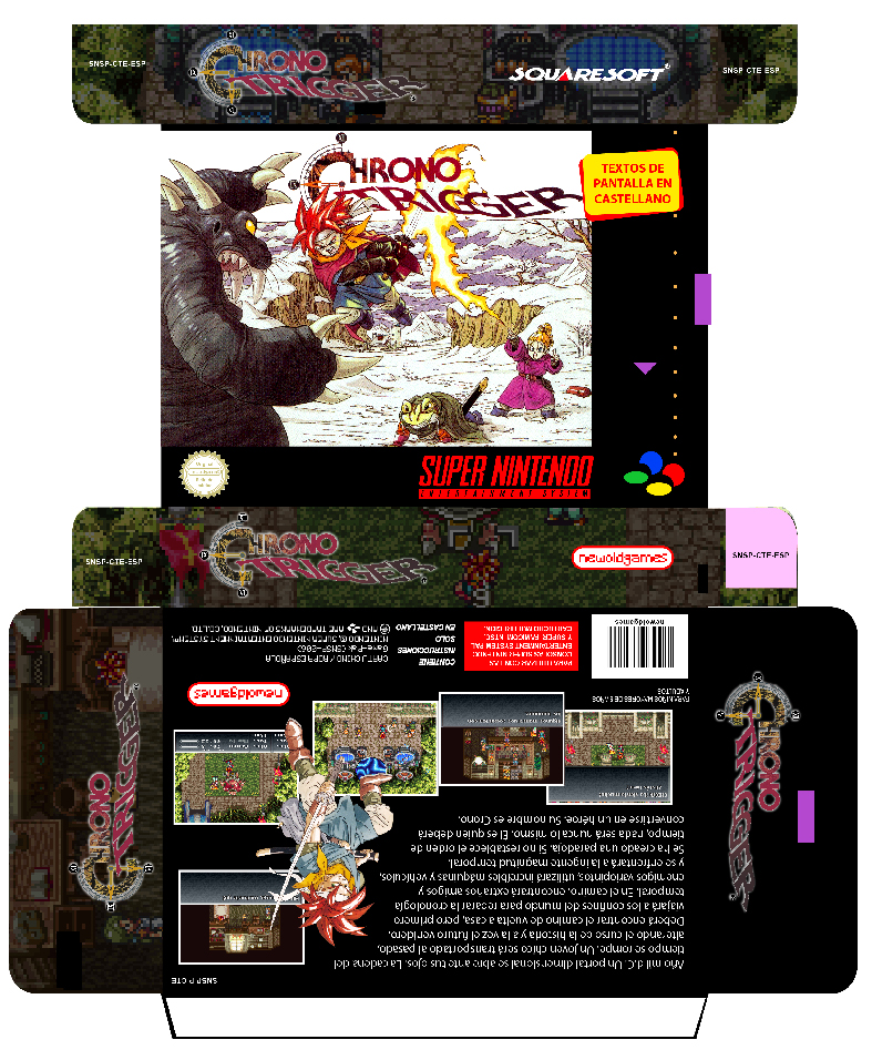 CHRONO TRIGER CUSTOM SNES PAL ESPAÑA BOX PLANTILLA RETRO