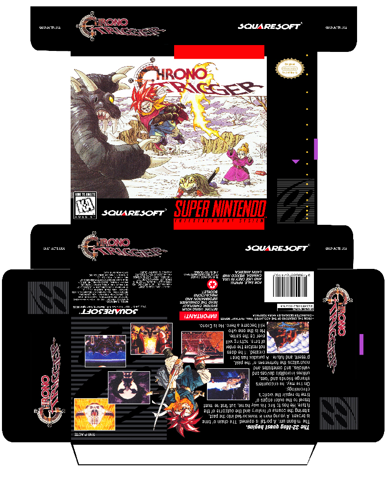 CHRONO TRIGGER USA CAJA PLANTILLA BOX SUPER NINTENDO RETRO