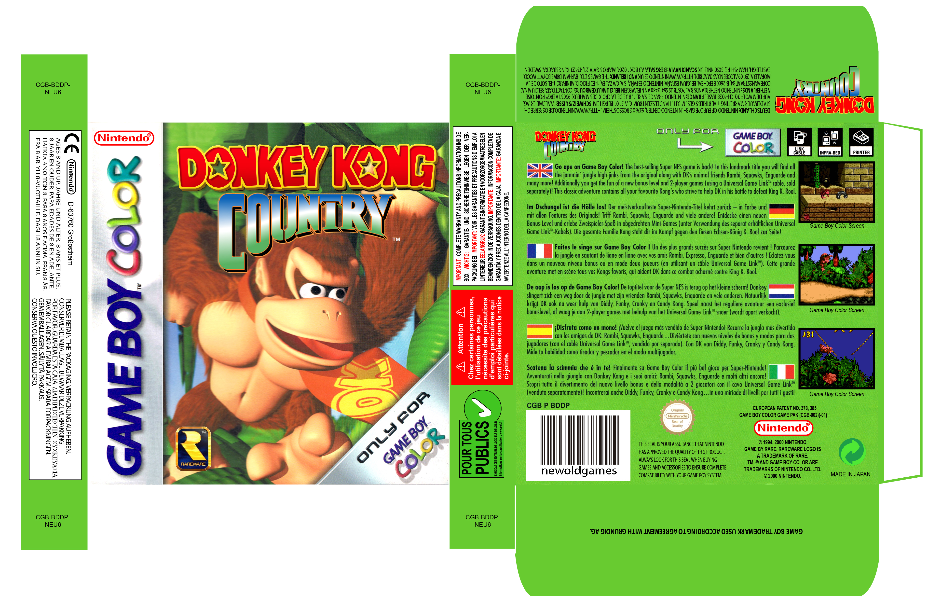 DONKEY KONG COUNTRY GAME BOY CAJA PAL ESP BOX