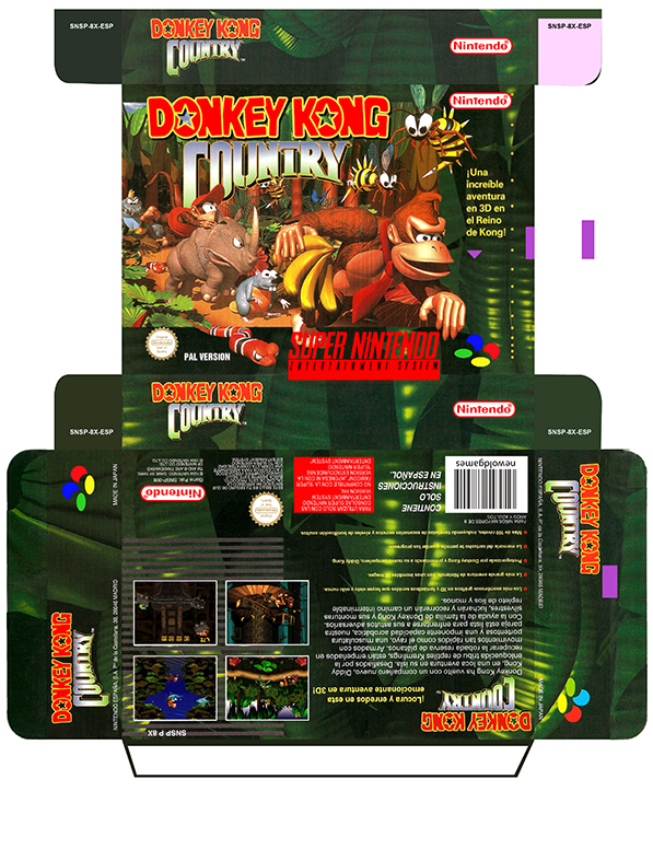DONKEY KONG COUNTRY 1 caja box retro repro portrait snes super nintendo pal españa