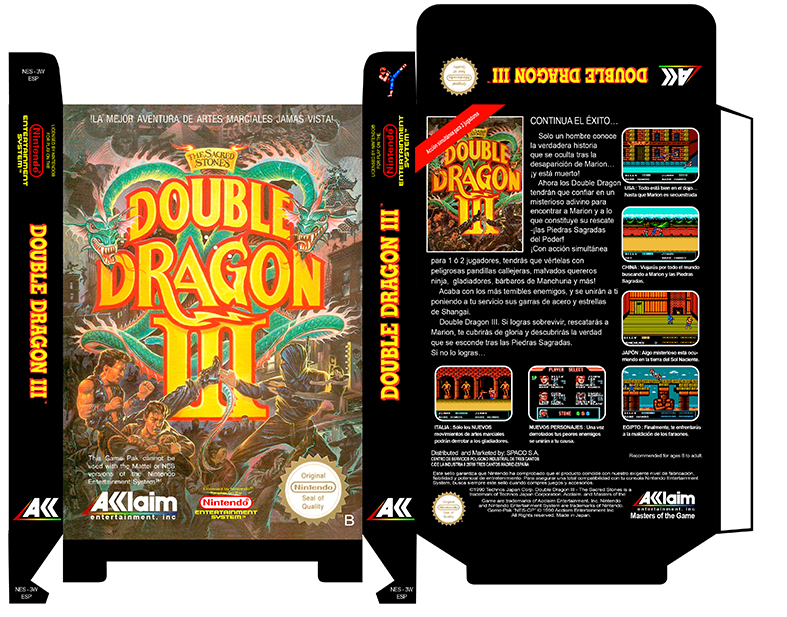 DOUBLE DRAGON 3 CAJA BOX PLANTILLA RETRO NES 