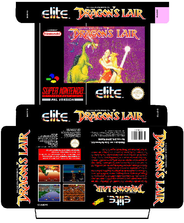 DRAGON'S LAIR PAL ESP  plantilla caja box super nintendo retro