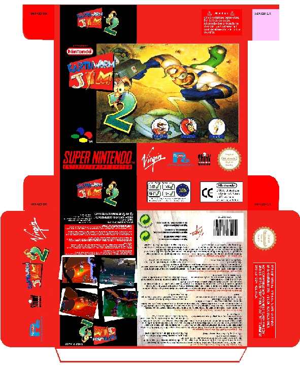 EARTH WORM JIM 2 PAL EUR ESP plantilla caja box retro