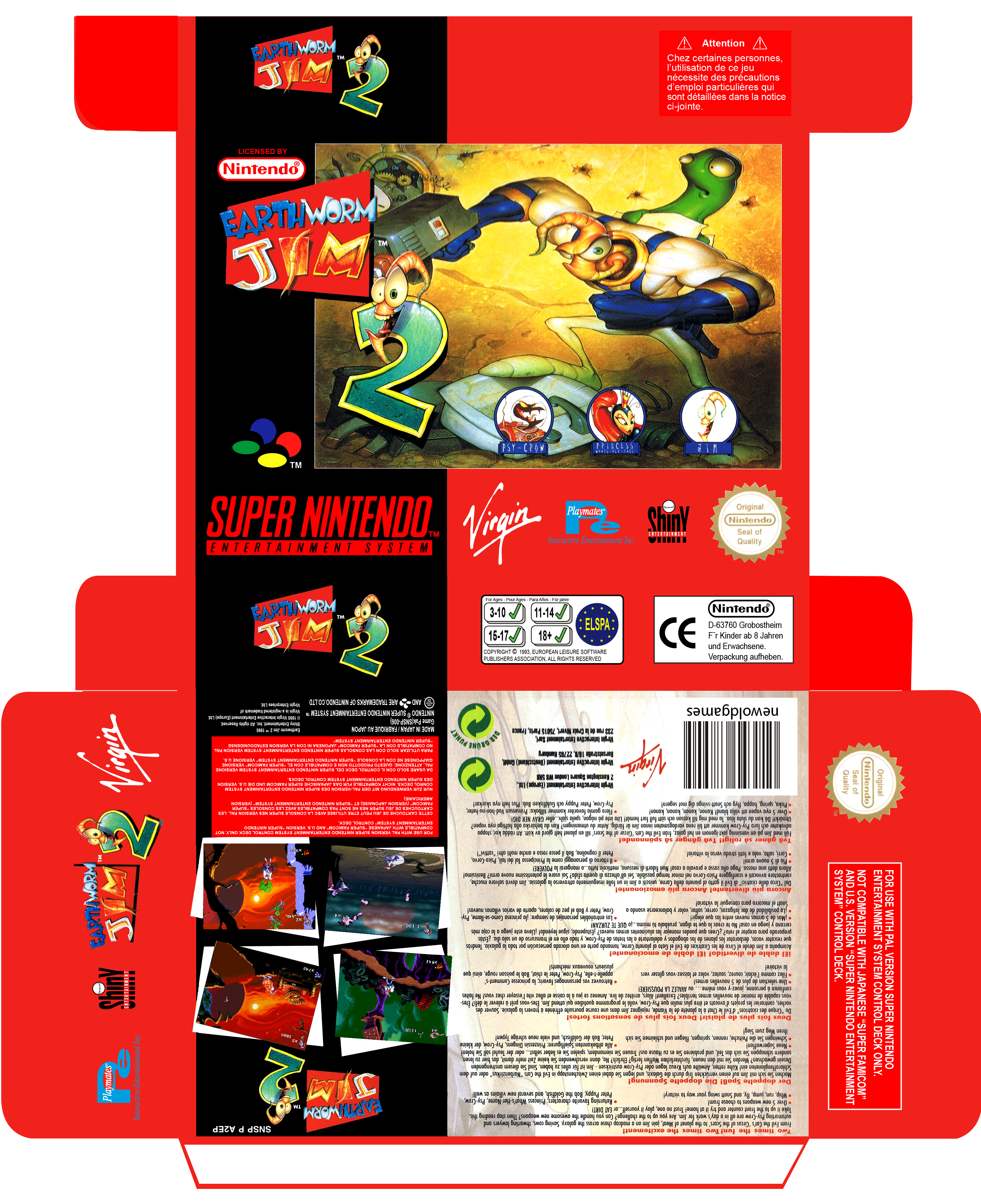 EARTHWORM JIM 2 PAL EUR ESP SNES CAJA BOX