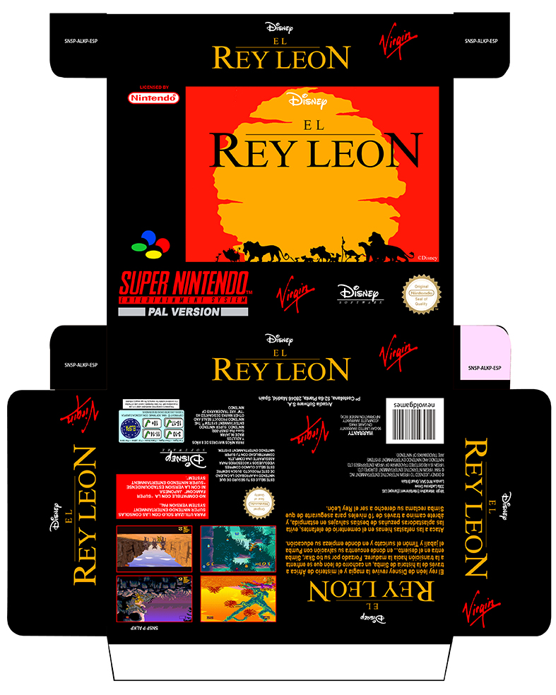 EL REY LEON CAJA BOX PLANTILLA RETRO SNES COVER