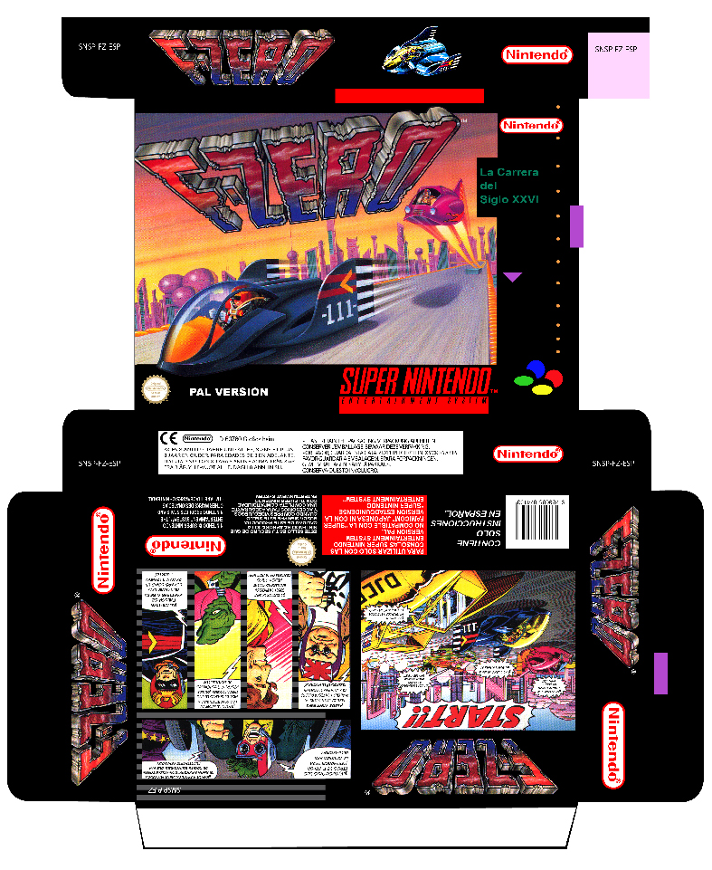 F-ZERO SNES PAL CAJA BOX PLANTILLA RETRO