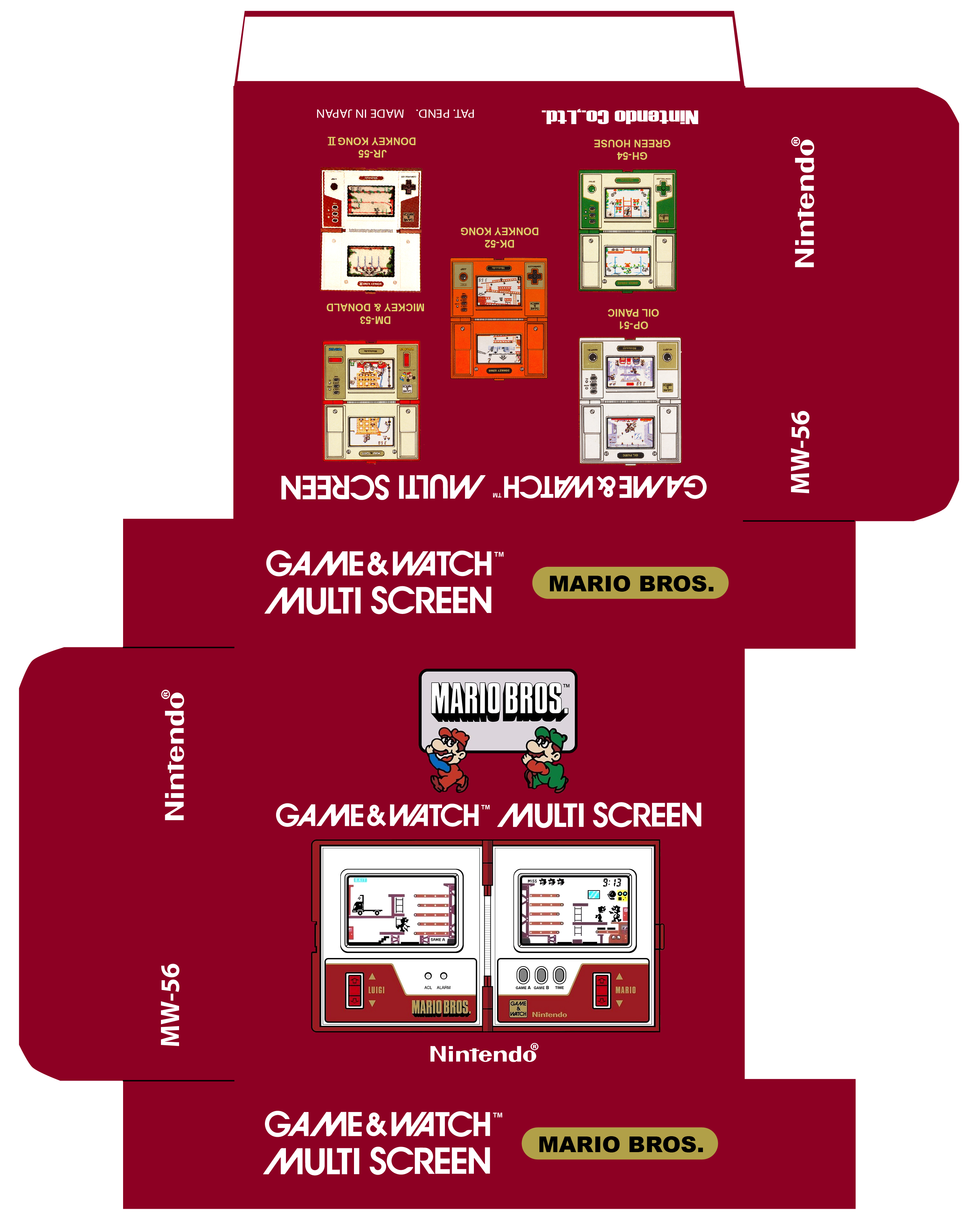 MARIO BROS MW-56 MULTI SCREEN GAME WATCH PAL CAJA BOX