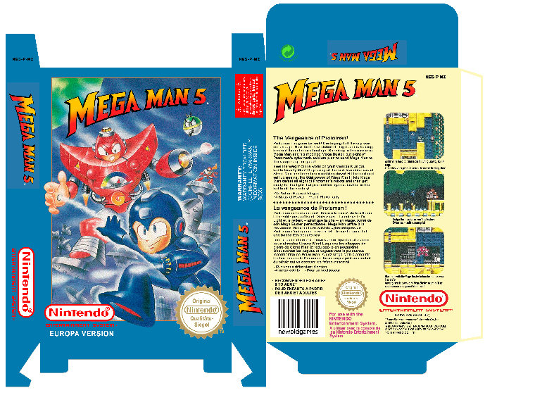 MEGA MAN 5 PAL EUR ESP BOX PLANTILLA NES GAME RETRO