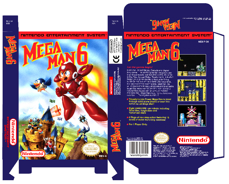 MEGA MAN 6 USA CAJA BOX PLANTILLA NES GAME RETRO