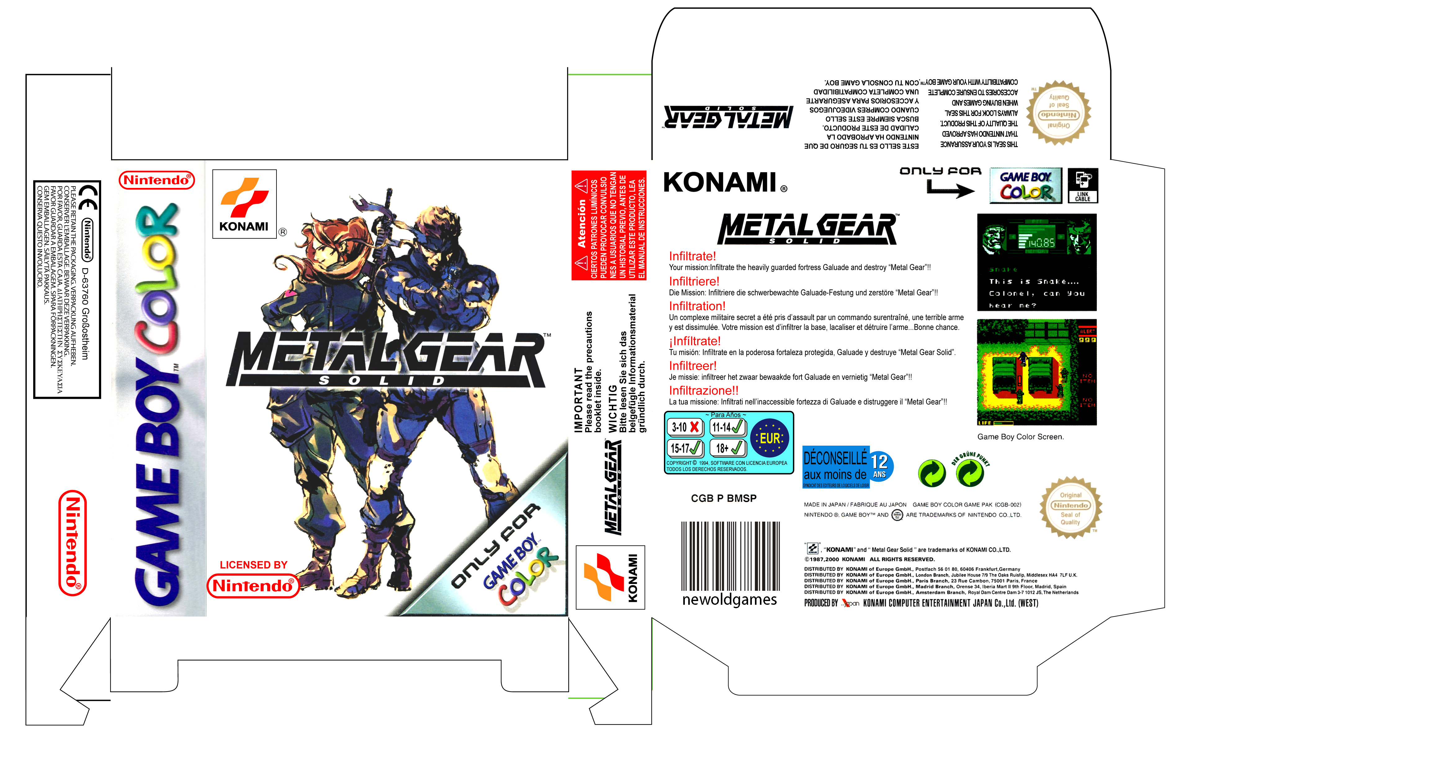METAL GEAR PAL CAJA BOX GAME BOY