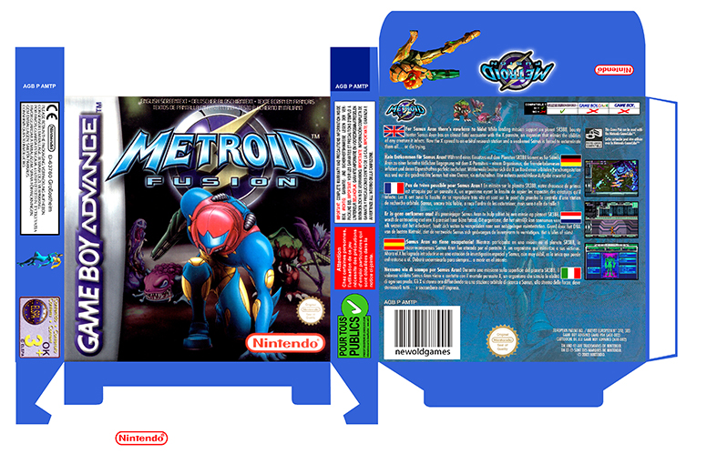 METROID FUSION PAL EUR ESP caja box retro replica portrait game boy advance pal españa europa metroid