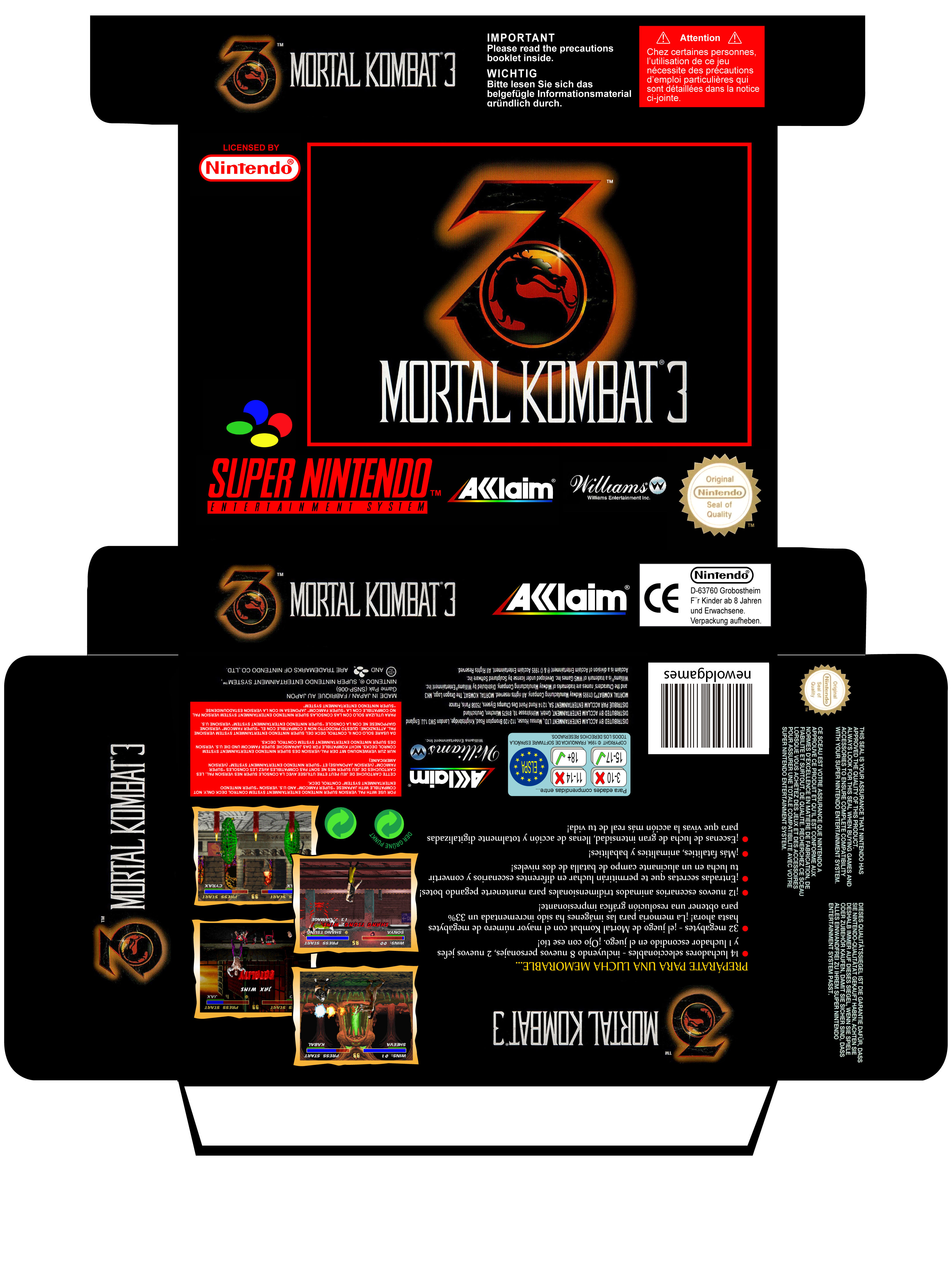 MORTAL KOMBAT 3 SUPER NINTENDO PAL ESP CAJA BOX