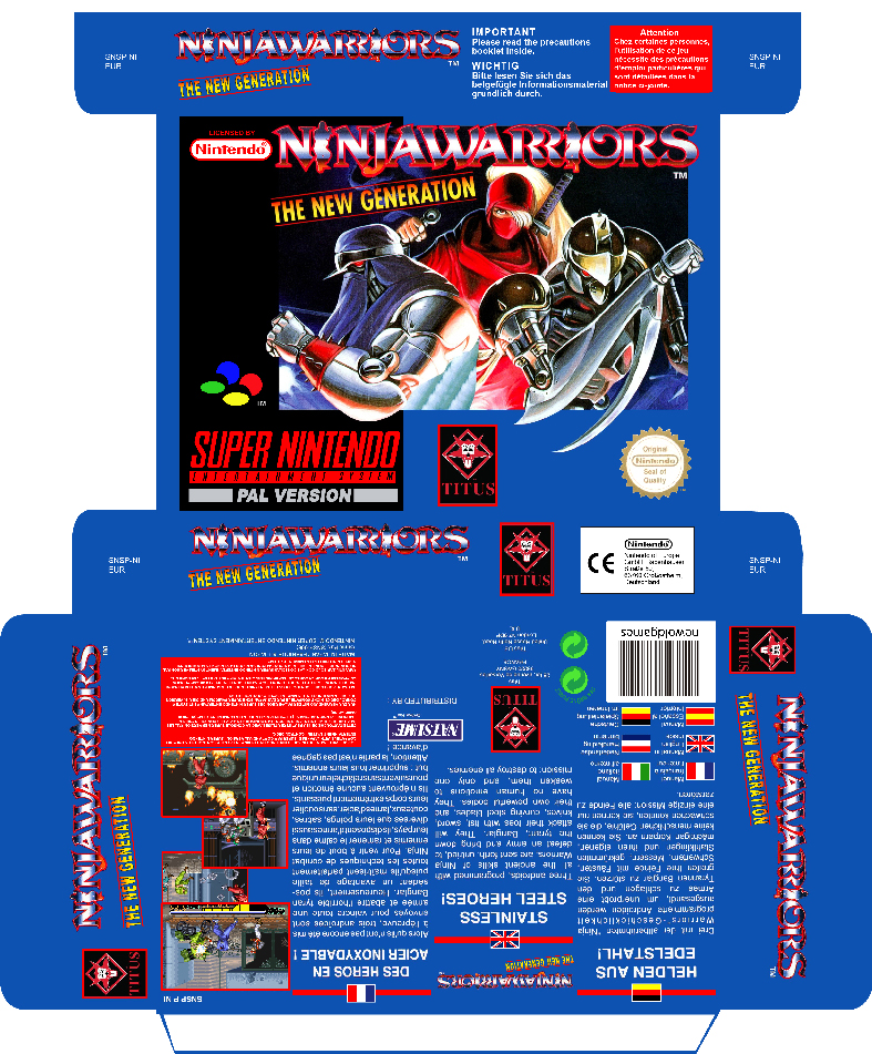 NINJA WARRIORS PAL EUR ESP CAJA PLANTILLA RETRO SNES