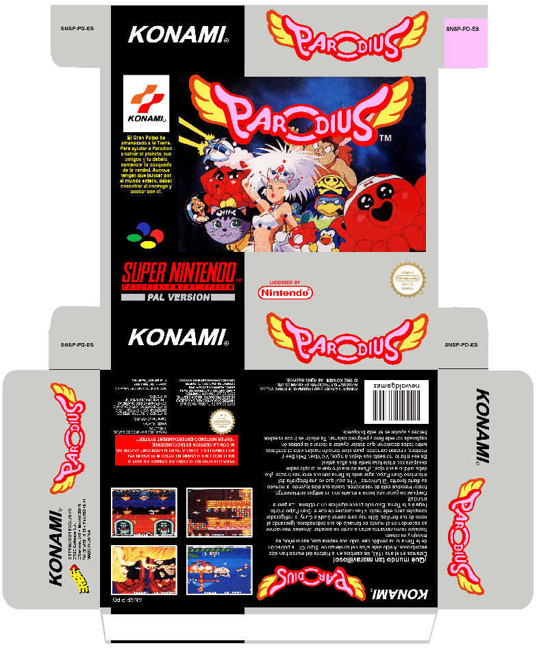 PARODIUS PAL ESP CAJA PLANTILLA BOX SUPER NINTENDO