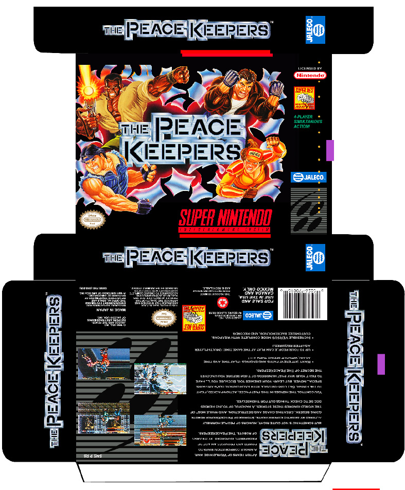 PEACE KEEPERS USA SNES CAJA BOX PLANTILLA RETRO