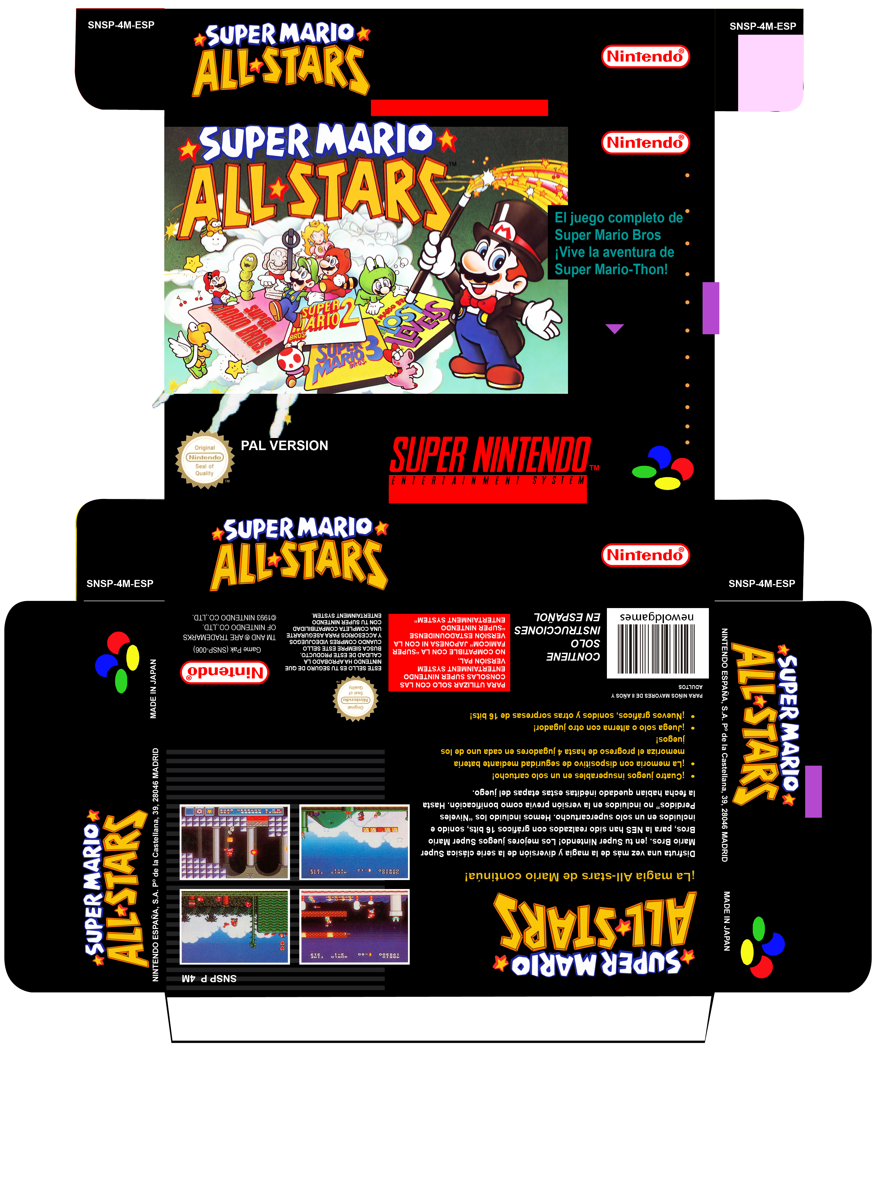 SUPER MARIO ALL STARS PAL ESP SUPER INTENDO CAJA BOX