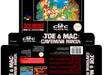 JOE & MAC CAVEMAN NINJA PAL ESP visu caja retro repro box portrait snes super nintendo