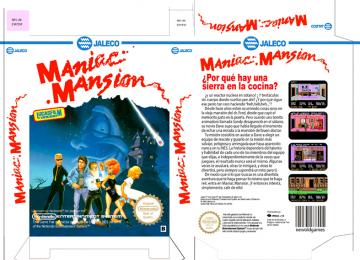 MANIAC MANSSION PAL ESP VISU CAJA BOX RETRO REPRO NES 8 BIT PORTRAIT