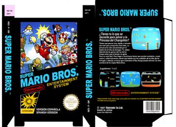 SUPER MARIO BROS 1 PAL ESP  CAJA BOX PORTRAIT NINTENDO 8 BIT RETRO REPRO PORTRAIT BOX