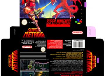 SUPER METROID SNES SUPER NINTENDO PAL ESPAÑA CAJA BOX RETRO REPRO PORTRAIT