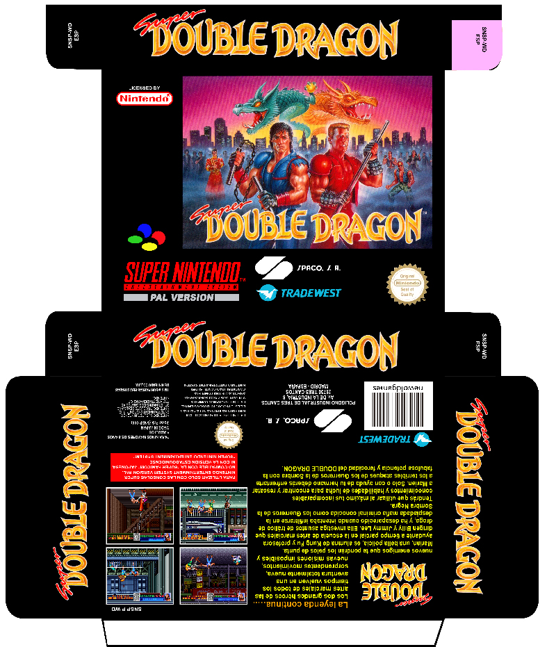 SUPER DOUBLE DRAGON SNES CAJA BOX PLANTILLA RETRO