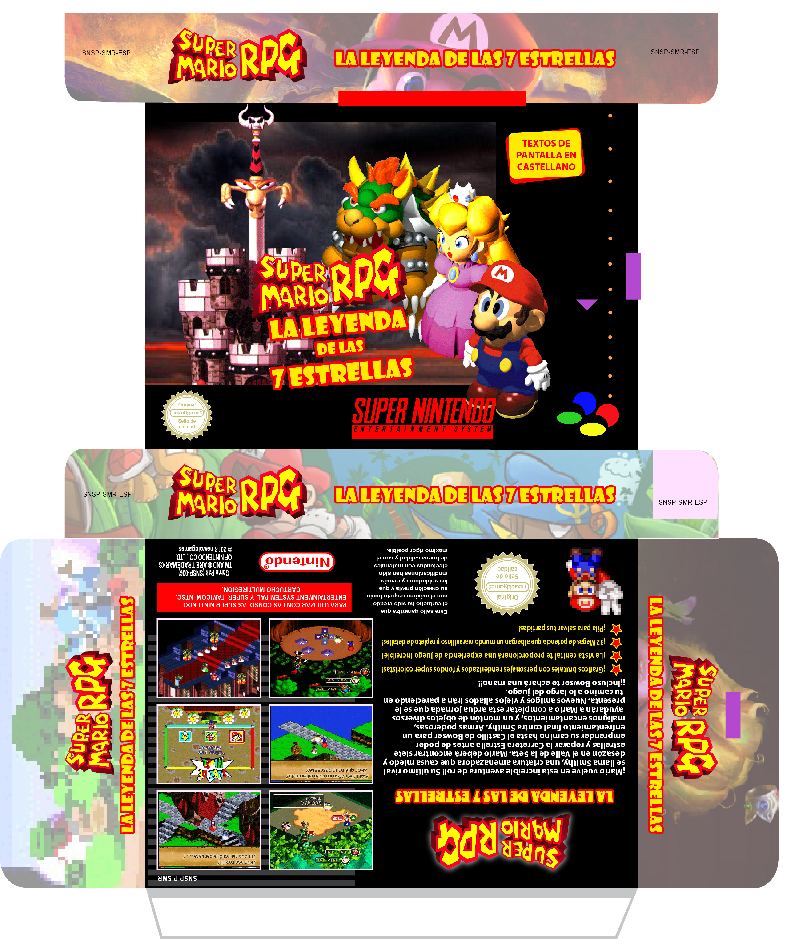 SUPER MARIO RPG CUSTOM SNES SUPER NINTENDO BOX CAJA PLANTILLA RETRO
