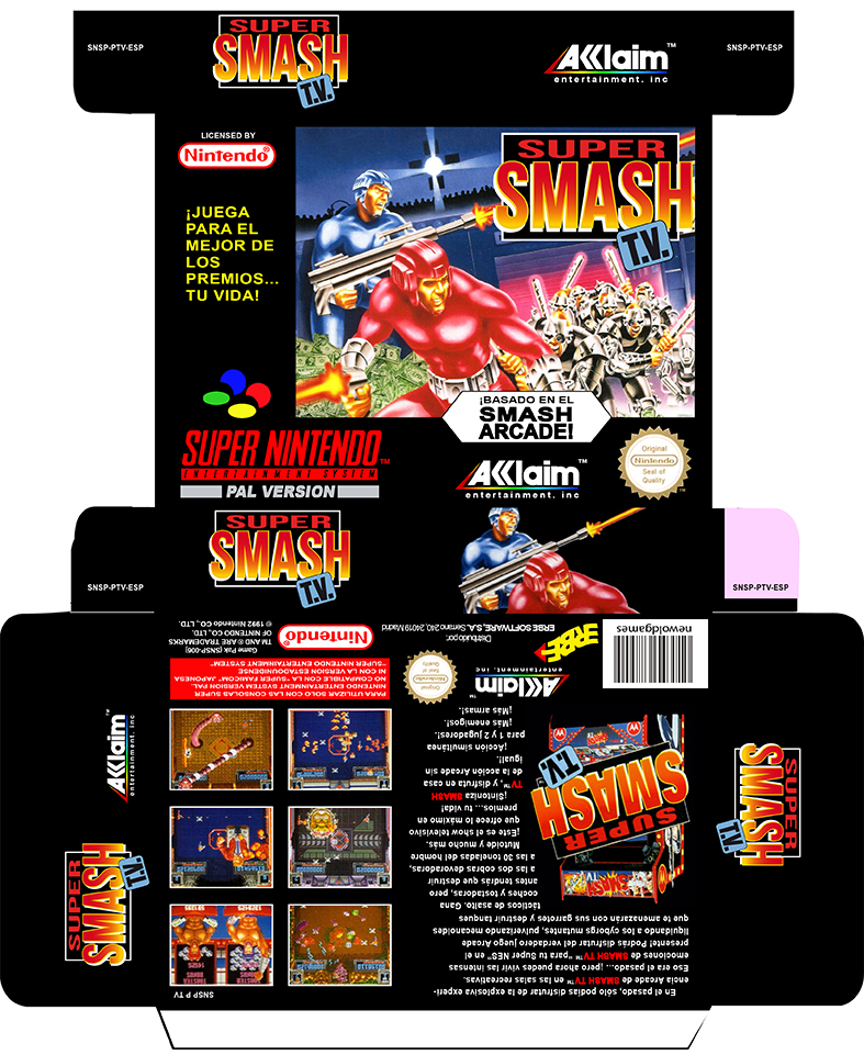 SUPER SMASH TV SNES CAJA RETRO PLANTILLA COVER SNES