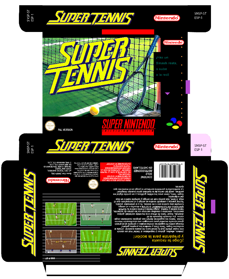SUPER TENNIS CAJA BOX PLANTILLA SUPER NINTENDO RETRO 