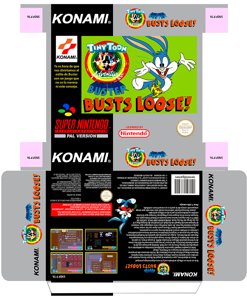 TINY TOON SNES CAJA BOX PLANTILLA COVER RETRO