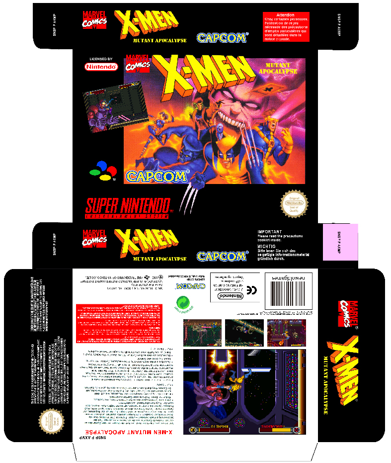X-MEN MUTANT APOCALYPSE SNES PAL CAJA PLANTILLA RETRO