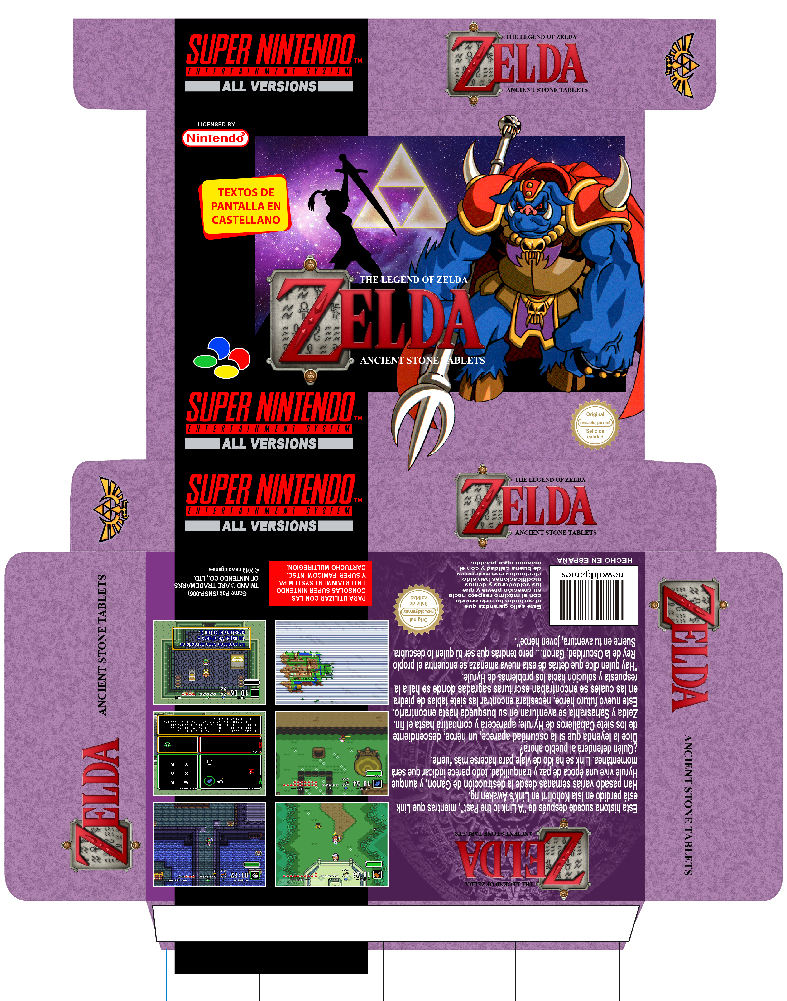 ZELDA ANCIENT STONE TABLES BROADCAST SATELLAVIEW BOX CAJA PLANTILLA SNES 