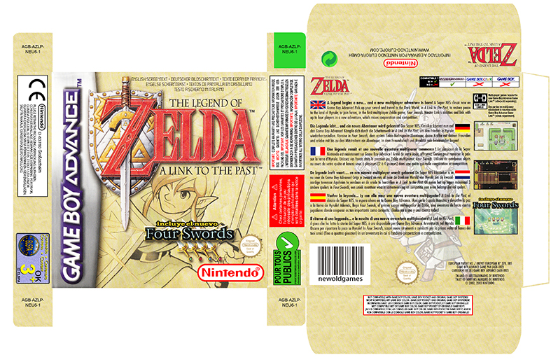 ZELDA LINK TO THE PAST GAME BOY ADVANCE CAJA RETRO REPRO PAL EUROPA ESPAÑA