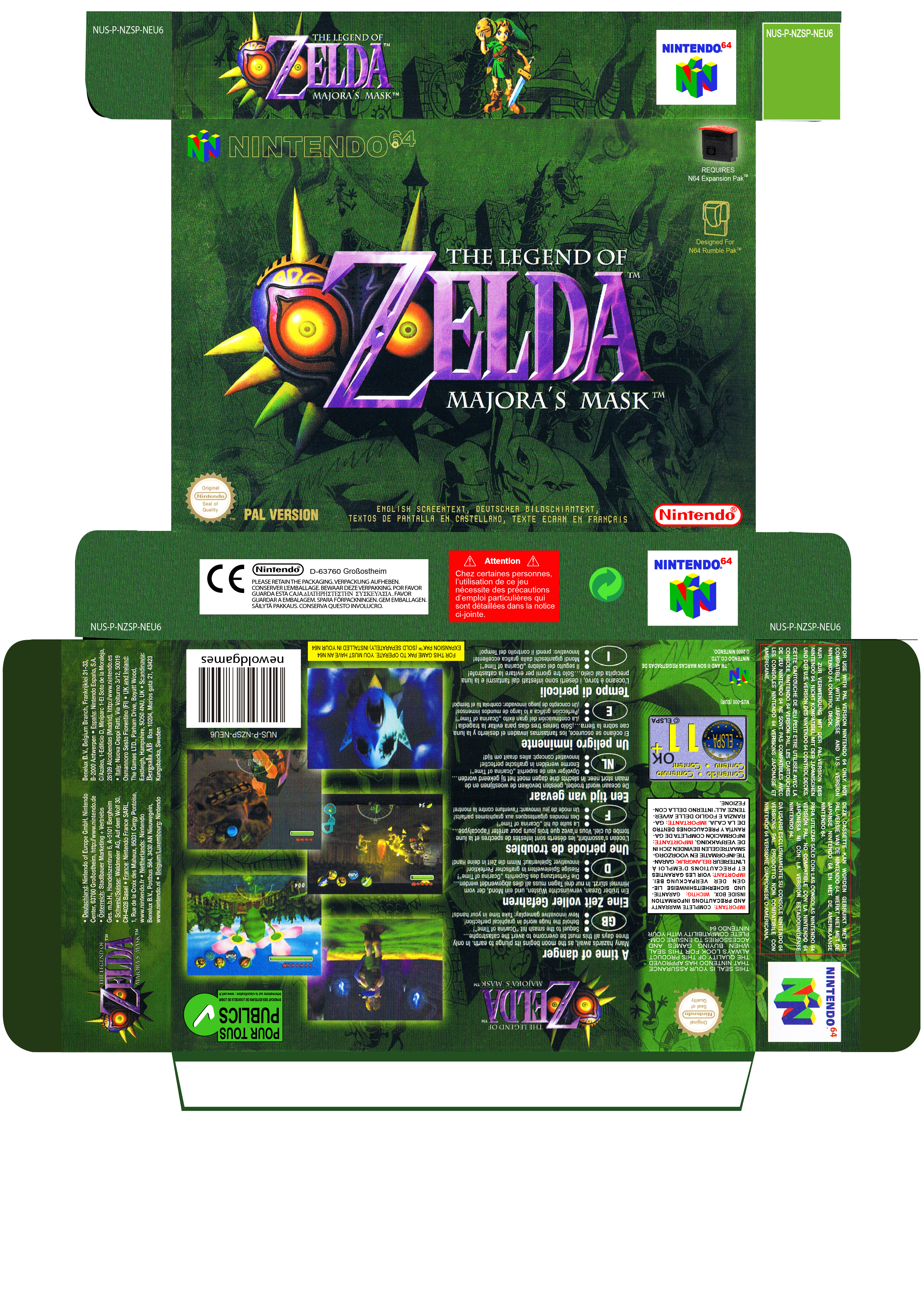 ZELDA MAJORA'S MASK NINTENDO 64 PAL EUR ESP CAJA BOX