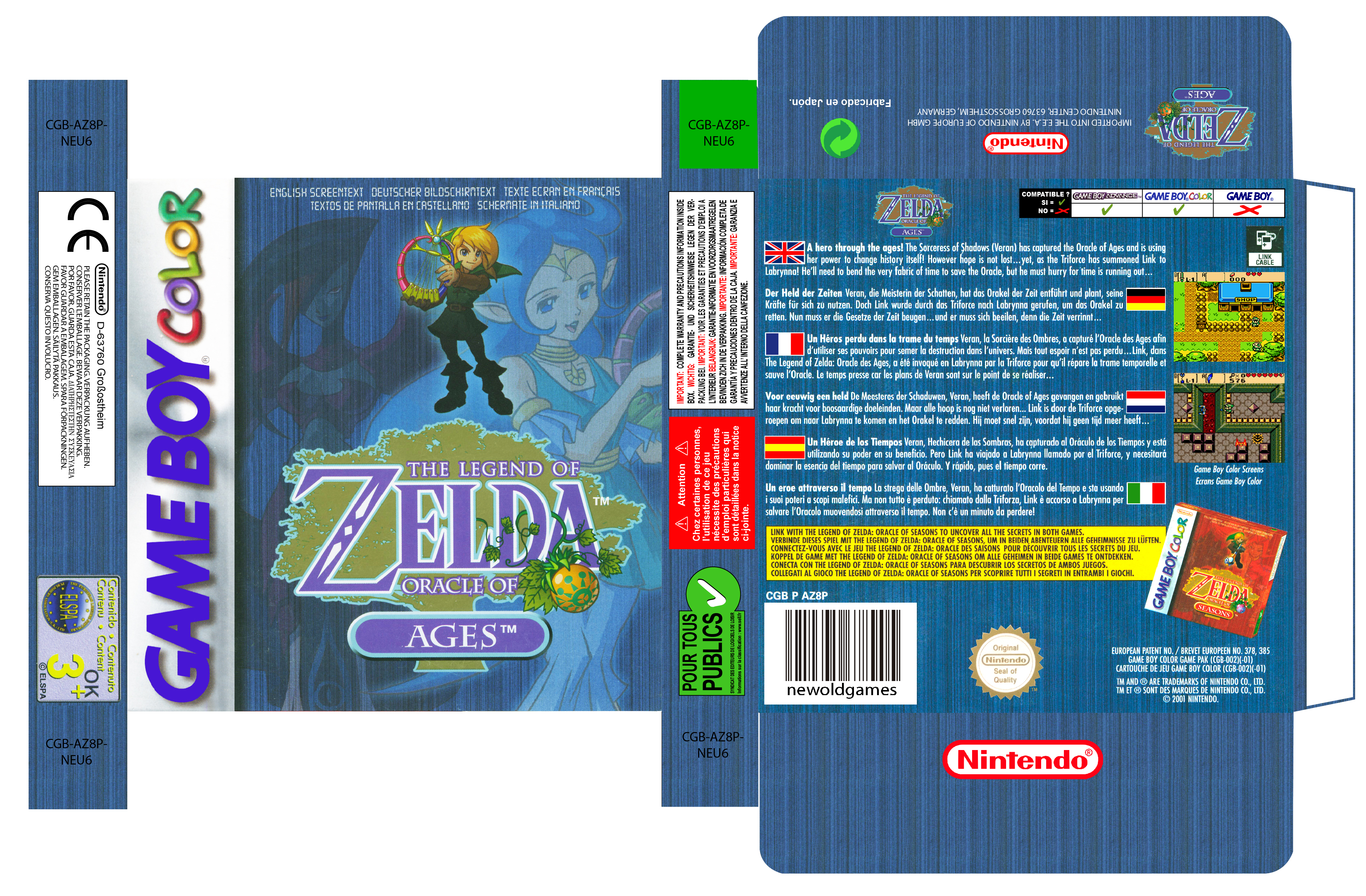 ZELDA ORACLE OF AGES PAL EUR ESP GAME BOY CAJA BOX